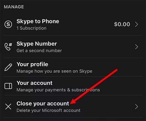 Tap Close your account to shut it down Tap Close your account to shut it down