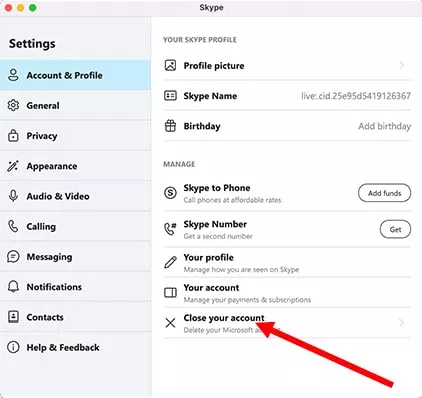 Click Close your account Click Close your account