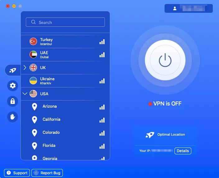 یک سرور VPN مستقر در ایالات متحده را انتخاب کنید